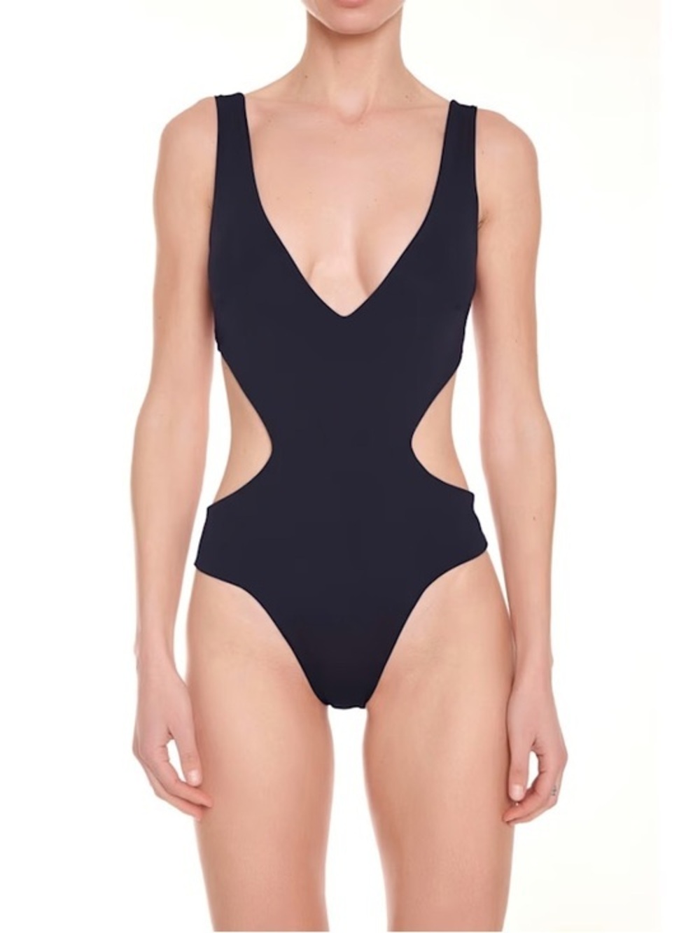 Aerie Navy Blue One Piece Swimsuit With Cutouts And Deep V Back Size Medium